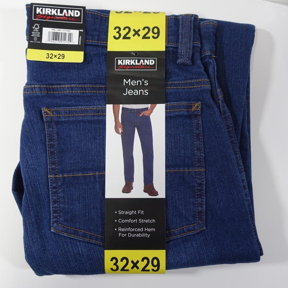Kirkland Signature Jeans 32x29 Straight Fit Comfort Stretch Reinforced Hem NWT